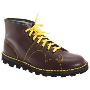 Grafters Mens Original Coated Leather Retro Monkey Boots / Wine